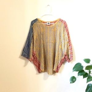 Multi-colored dolman sleeve top